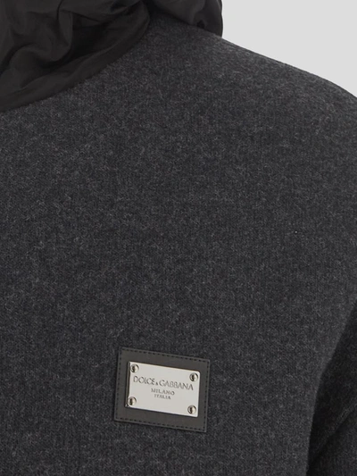 Dolce & Gabbana Grey Wool Blend Bomber Jacket In Black
