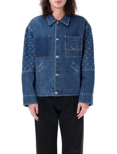 Marine Serre Deadstock Moon-print Denim Jacket In Blue