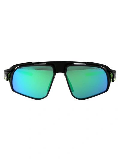 Nike Sunglasses In 010 Grey W/ Green Mirror Matte Black