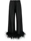 OSEREE OSÉREE WIDE-LEG TROUSERS WITH FEATHER DETAIL