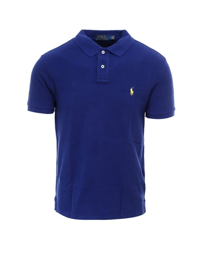 Polo Ralph Lauren Pique Cotton Polo Shirt In Blue