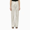 Rotate Birger Christensen Silver Pants In Organic Denim In White