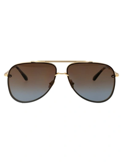 Tom Ford Leon Sunglasses In 30f Oro Carico Lucido / Marrone Grad