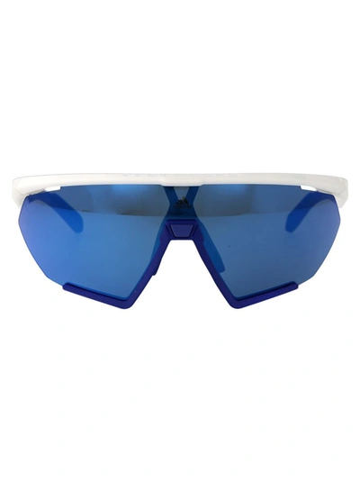 Adidas Originals Cmpt Aero Li Sunglasses In 24x Bianco/altro/blu Specchiato