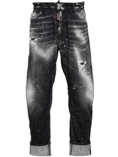 Dsquared2 Big Brother Distressed-finish Jeans In Black