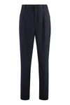 Giorgio Armani Straight Trousers With Elastic Waistband And Pockets In Blue