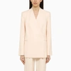 Loulou Studio Lahari Collarless Double-breasted Linen Blazer In Pink
