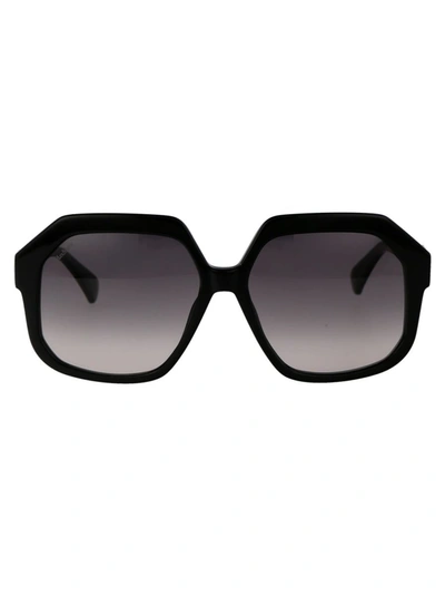 Max Mara Emme12 Sunglasses In 01b Nero Lucido/fumo Grad