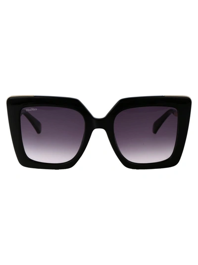 Max Mara Design4 Sunglasses In 01b Nero Lucido/fumo Grad