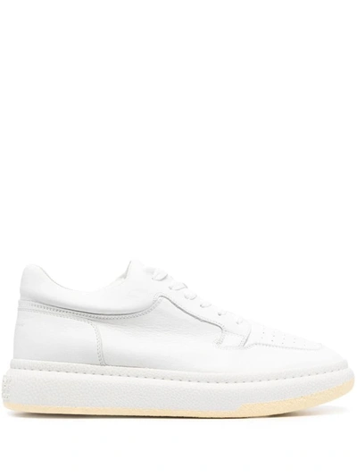 Mm6 Maison Margiela Square-toe Leather Low-top Sneakers In White