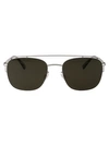 Mykita Nor Navigator Frame Sunglasses In 051 Shiny Silver Raw Green Solid