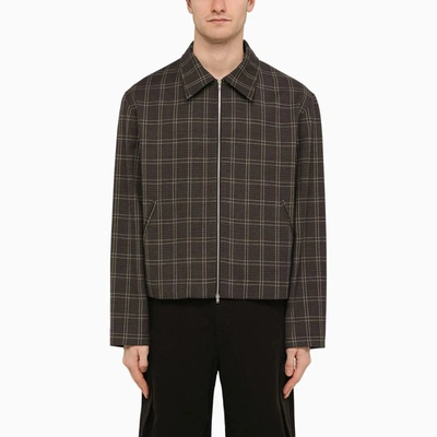 Our Legacy Wool Blend Checked Zipped Jacket In Blue