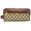 GUCCI GUCCI BROWN CANVAS CLUTCH BAG (PRE-OWNED)
