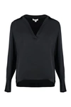 Vince Silk Blouse With V-neck And Side Slits In Black