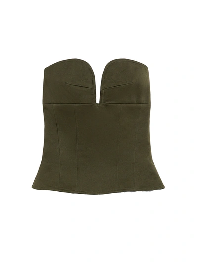 Max Mara Gabardine-weave Cotton Top In Green