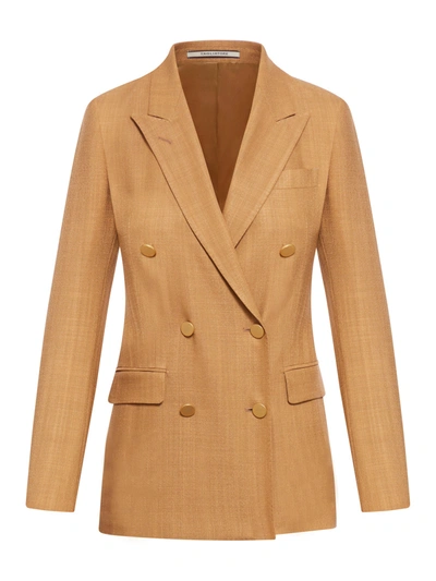 Tagliatore Double-breasted Parigi Jacket In Cotton In Brown