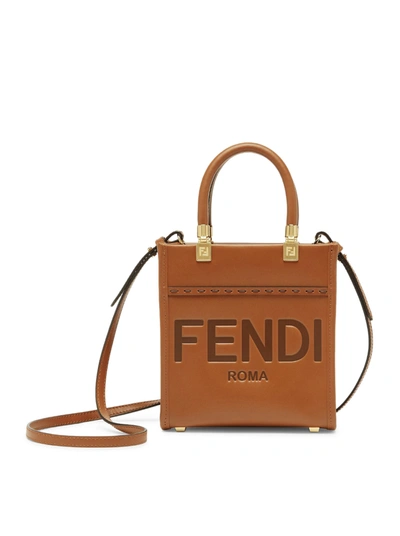 Fendi Mini Sunshine Shopper Bag In Brown