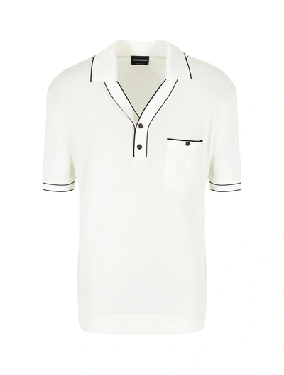 Giorgio Armani Short Sleeves Polo Shirt With Pocket Clothing In Nude & Neutrals
