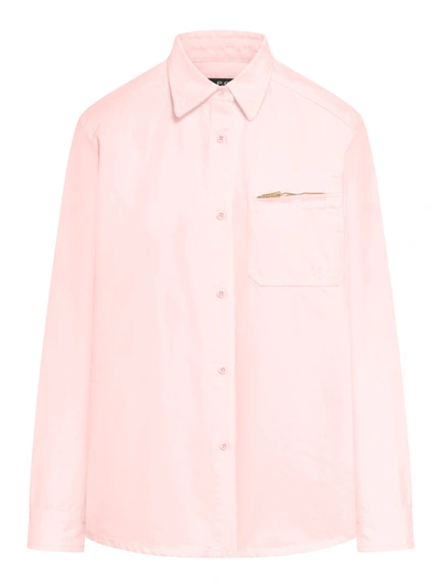 Apc Tina Logo-embroidered Denim Shirt In Pink & Purple