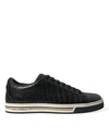 DOLCE & GABBANA BLACK CROC EXOTIC LEATHER MEN CASUAL SNEAKERS SHOES