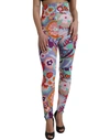 DOLCE & GABBANA MULTICOLOR FLORAL HIGH WAIST LEGGINGS PANTS