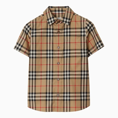 Burberry Kids' Vintage Check Cotton-blend Shirt In Beige