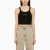 PALM ANGELS BLACK COTTON CROPPED TOP