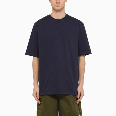 Marni Navy Checked T-shirt In Blue