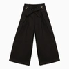 Chloé Navy Blue Linen Trousers With Bow In Blue