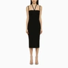 ANDREÄDAMO ANDREĀDAMO BLACK STRETCH MIDI DRESS