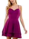 City Studio Juniors Womens Pocket Mini Fit & Flare Dress In Pink