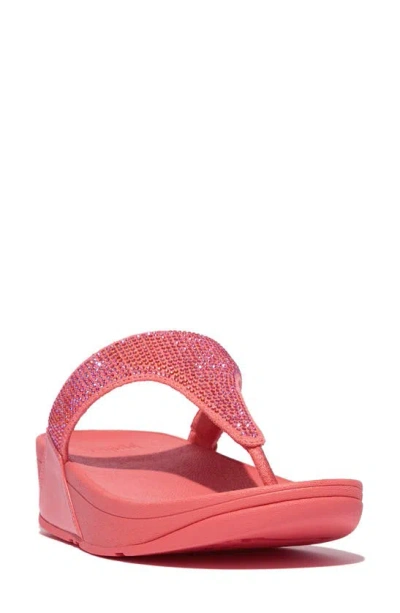 Fitflop Lulu Womens Crystal Embellished Toe-post Sandals In Rosy Coral