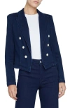 L Agence Wayne Cropped Double-breasted Jacket In Blue