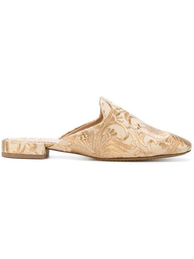 Tory Burch 10mm Carlotta Brocade Mules In Beige