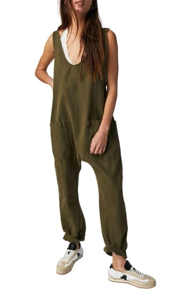 Free People High Roller Jumpsuit In Moss Stone