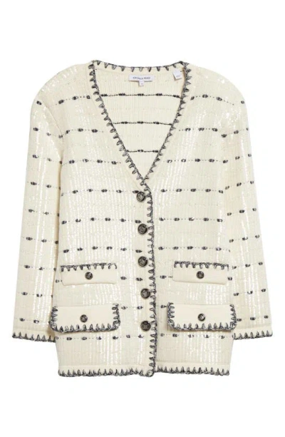 Veronica Beard Ceriani Sequin Knit Jacket In White