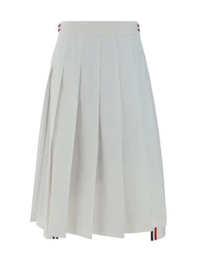 Thom Browne Cotton Midi Skirt In White