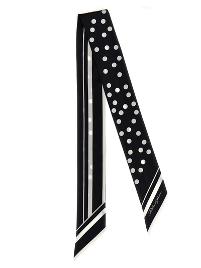 Dolce & Gabbana Bandeau Polka Dots Scarves, Foulards White/black