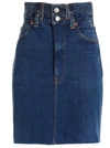 RE/DONE DOUBLE WAISTED PENCIL SKIRTS BLUE