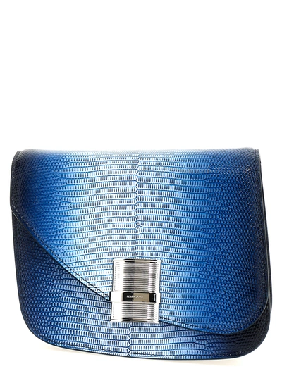 Ferragamo Fiamma Shoulder Bags Multicolor In Navy Blue/lapis Lazuli/white