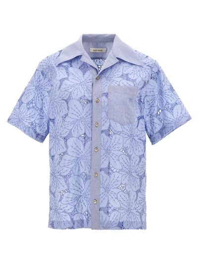 Wales Bonner Highlife Floral Cotton-blend Bowling Shirt In Blue