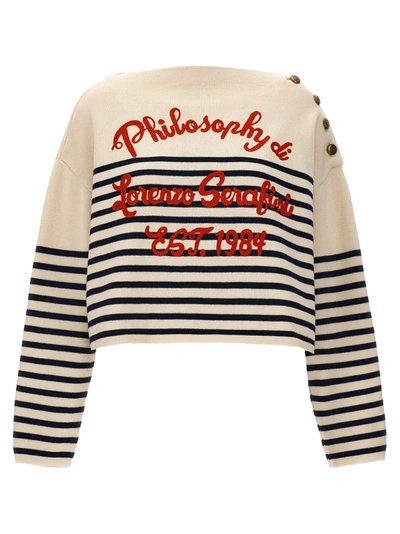 PHILOSOPHY LOGO EMBROIDERY STRIPED SWEATER SWEATER, CARDIGANS MULTICOLOR