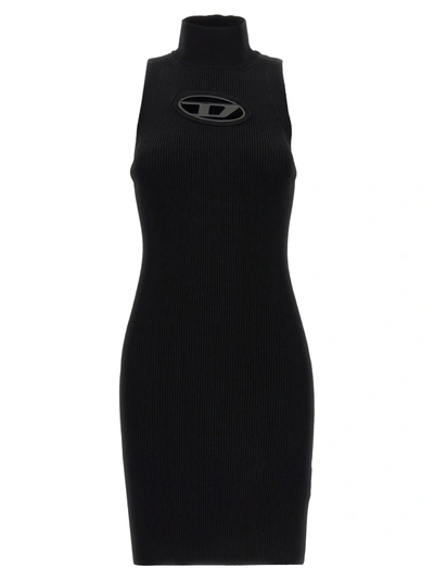 Diesel Short Dress With Cut-out And Logo Plaque In Multicolor