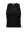 Diesel 'm-caddix' Black Top With Oval D Logo Plaque On The Front