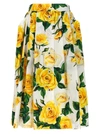 Dolce & Gabbana Pleated Floral-print Cotton-poplin Midi Skirt
