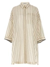 Brunello Cucinelli Long Sleeve Striped Shirt With Button-down Front In White