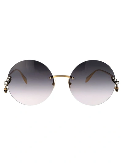 Alexander Mcqueen Am0418s Sunglasses In 001 Gold Gold Grey