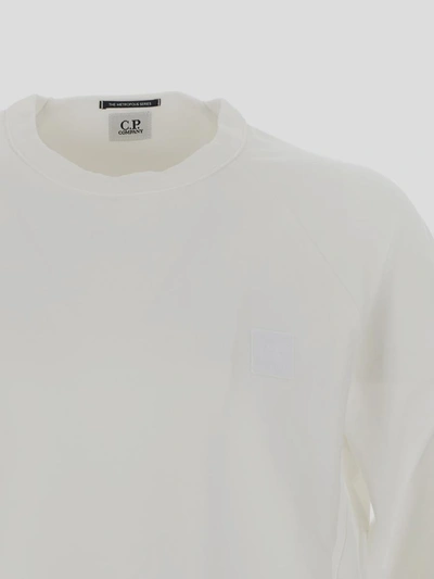 C.p. Company Rubber Logo Crew Neck Sweatshirt In White