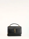 Saint Laurent Sunset Medium Ysl Crossbody Bag In Smooth Leather In Nero