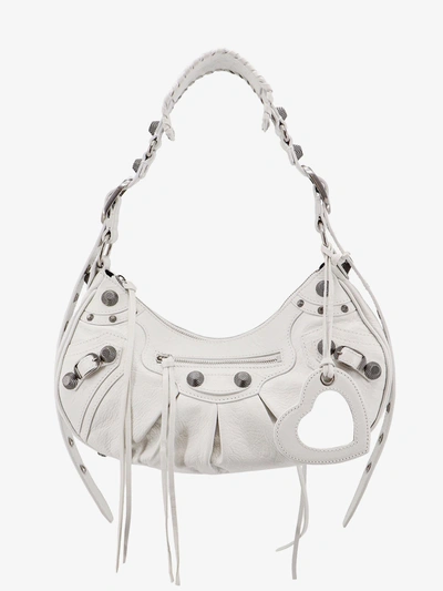 Balenciaga Le Cagole Leather Shoulder Bag In White